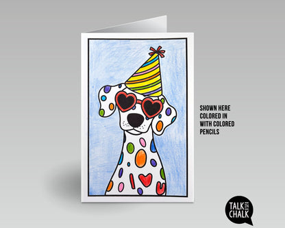 Dalmatian Printable Birthday Card & DIY Coloring Activity, Funny Doggone Happy Birthday Card