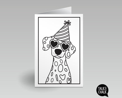 Dalmatian Printable Birthday Card & DIY Coloring Activity, Funny Doggone Happy Birthday Card