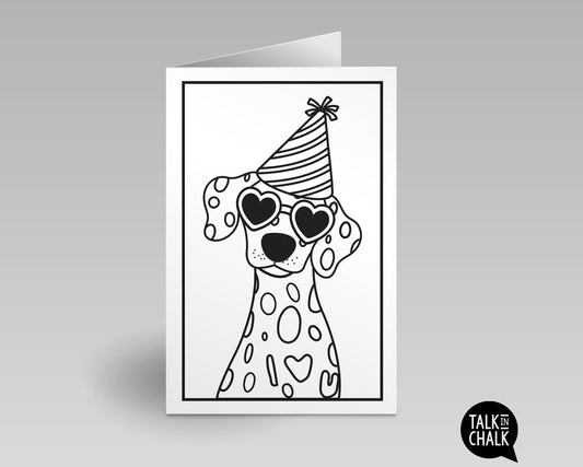 Dalmatian Printable Birthday Card & DIY Coloring Activity, Funny Doggone Happy Birthday Card