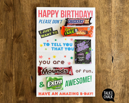 Happy Birthday Friend Candy Gram PRINTABLE 11x17 Poster, Fun Birthday Gift Idea, Print at Home