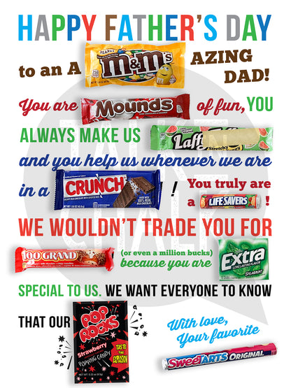 Happy Father's Day Candy Gram PRINTABLE Poster | Candy Sign Gift for Dad | Fun for Kids to Assemble