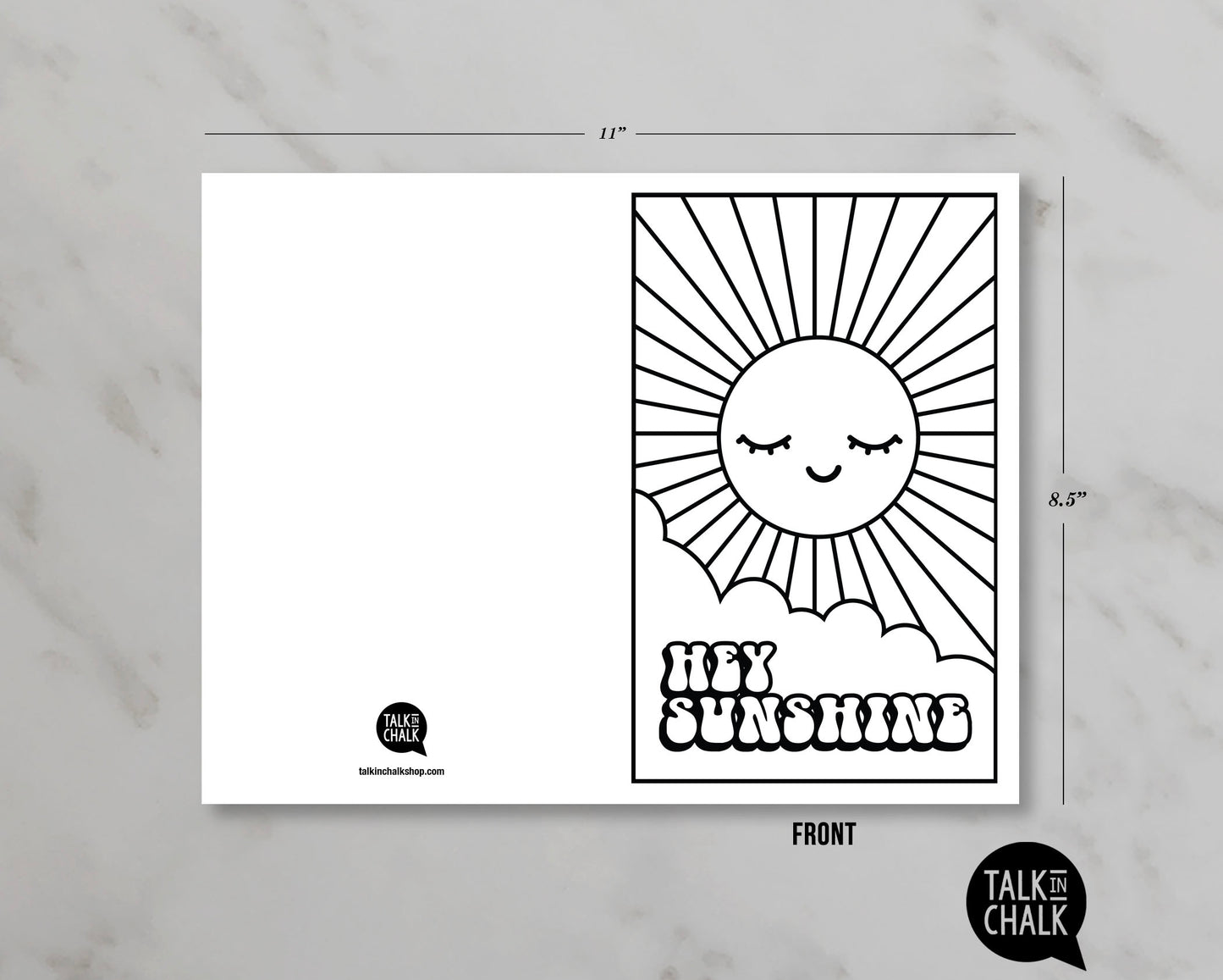 Hey Sunshine - Printable Greeting Card & DIY Coloring Activity, Just Because Card for a Friend