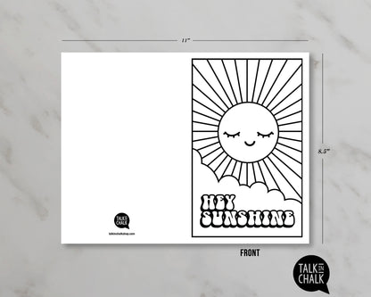 Hey Sunshine - Printable Greeting Card & DIY Coloring Activity, Just Because Card for a Friend