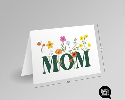 Wildflower MOM Printable Card, Mother's Day Greeting Card, Boho Floral, Spring Card, Last Minute,