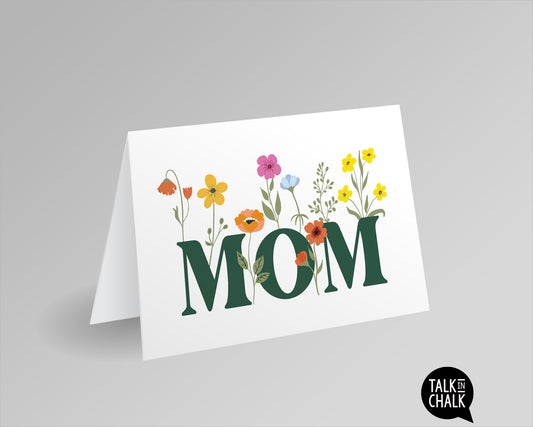 Wildflower MOM Printable Card, Mother's Day Greeting Card, Boho Floral, Spring Card, Last Minute,
