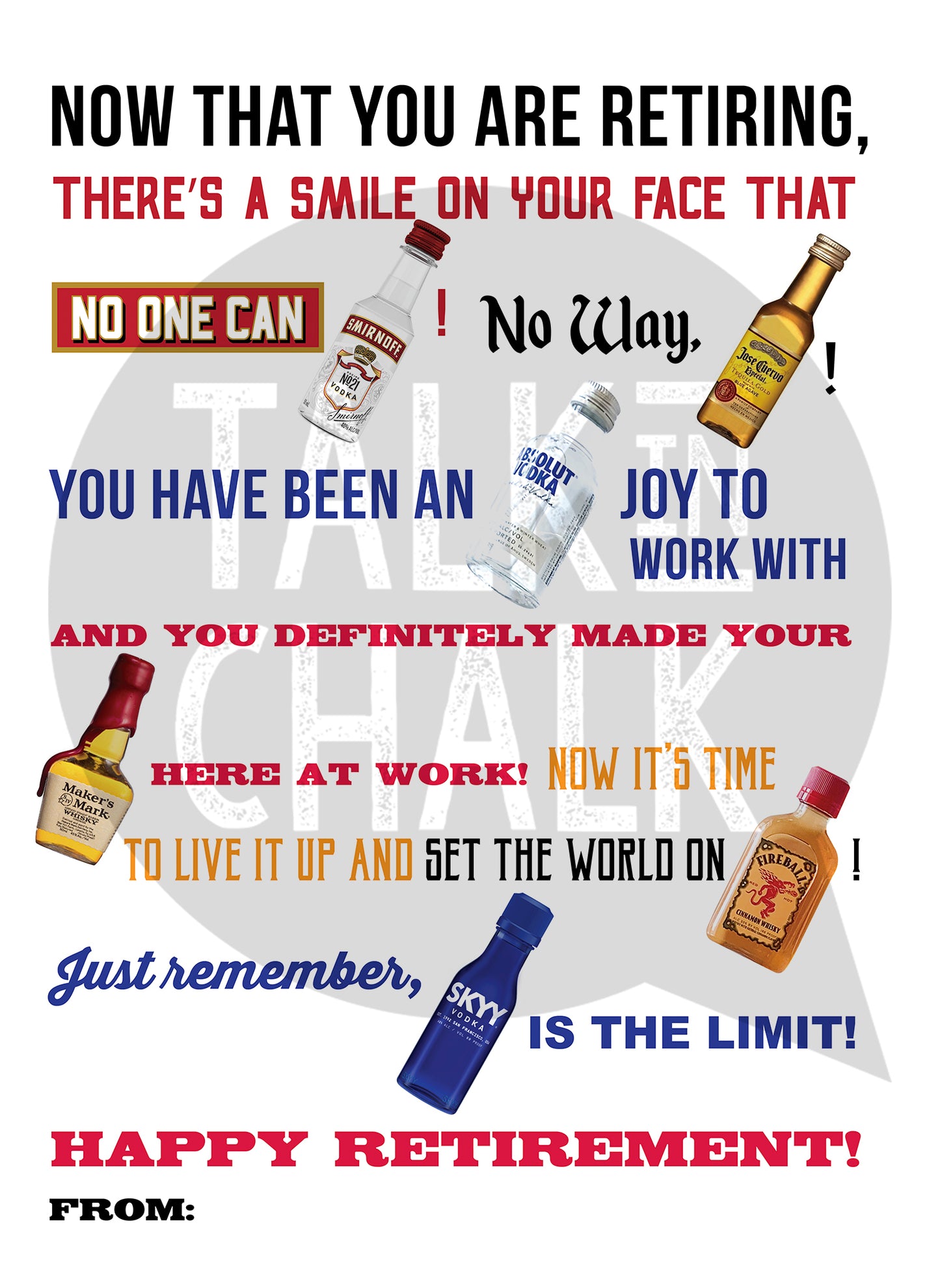 Funny Retirement Printable Poster - Add Mini Liquor Bottles