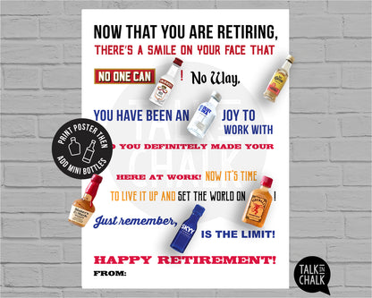 Funny Retirement Printable Poster - Add Mini Liquor Bottles