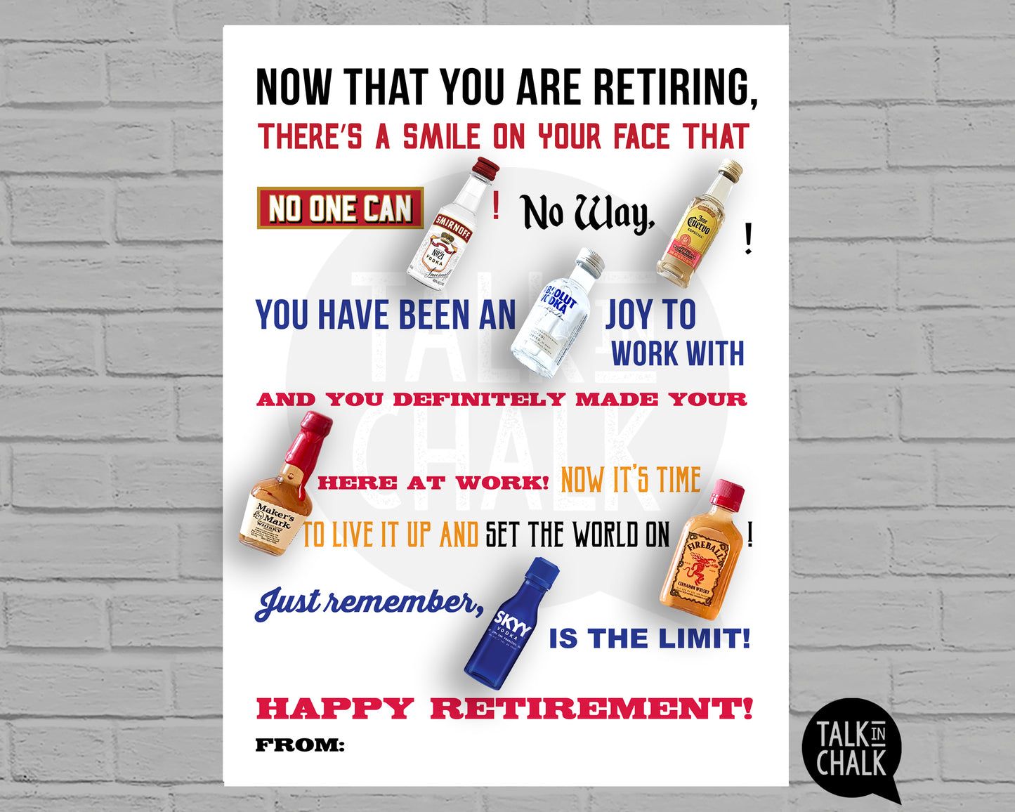 Funny Retirement Printable Poster - Add Mini Liquor Bottles