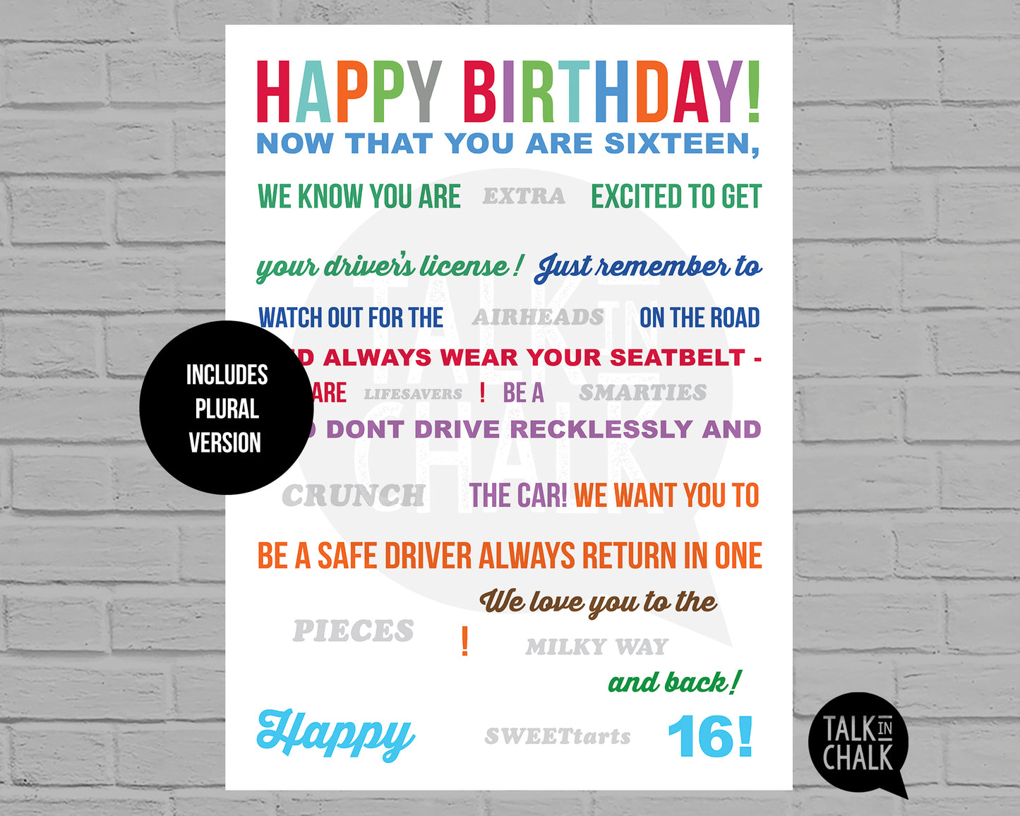 Sweet 16 Candy Gram PRINTABLE Poster | DIY 16th Birthday Candy Poster for Son, Daughter