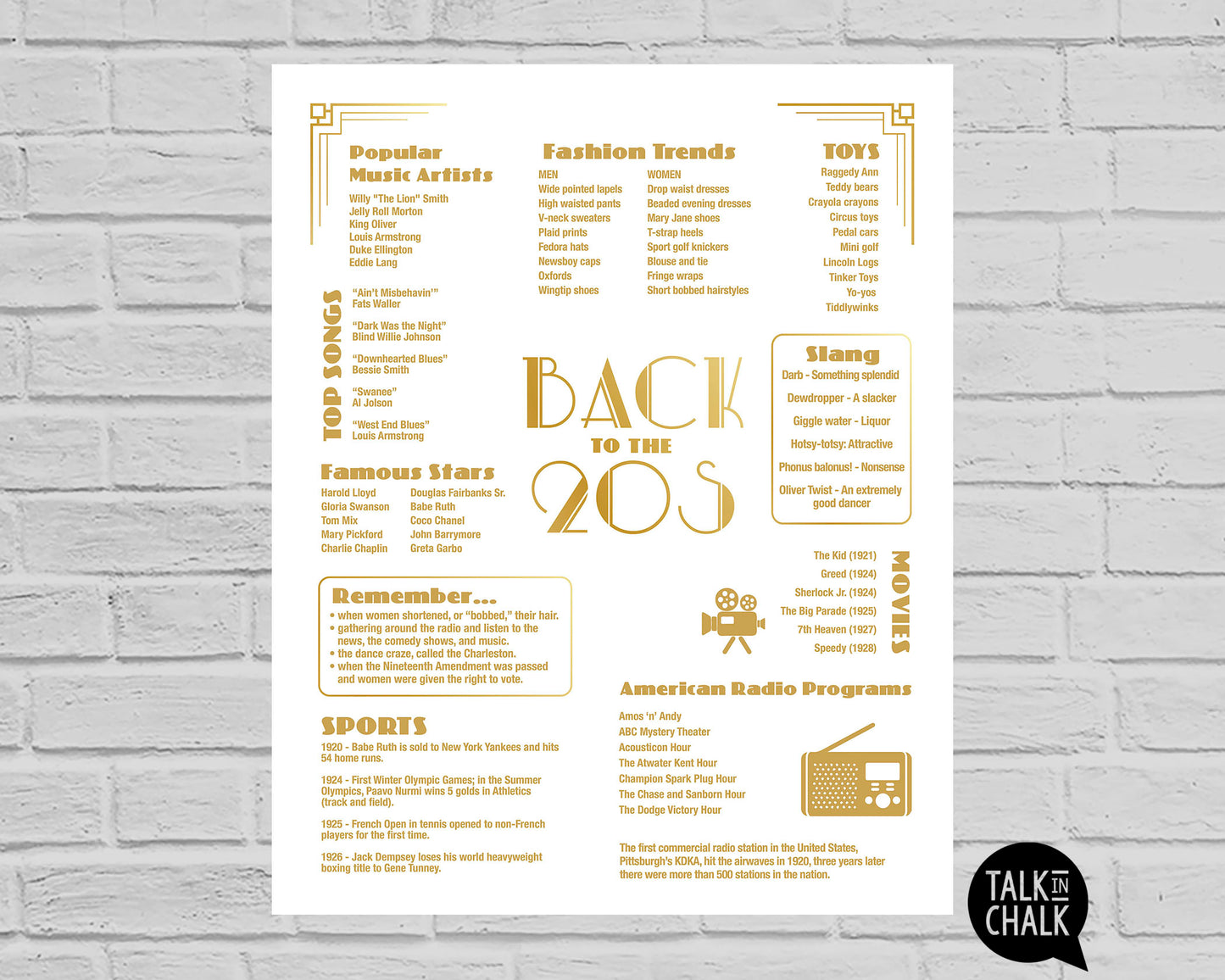 Back to the 20s Printable Poster, Printer-friendly Vintage Retro Style 1920s Wall Art