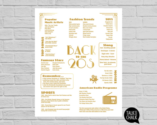 Back to the 20s Printable Poster, Printer-friendly Vintage Retro Style 1920s Wall Art