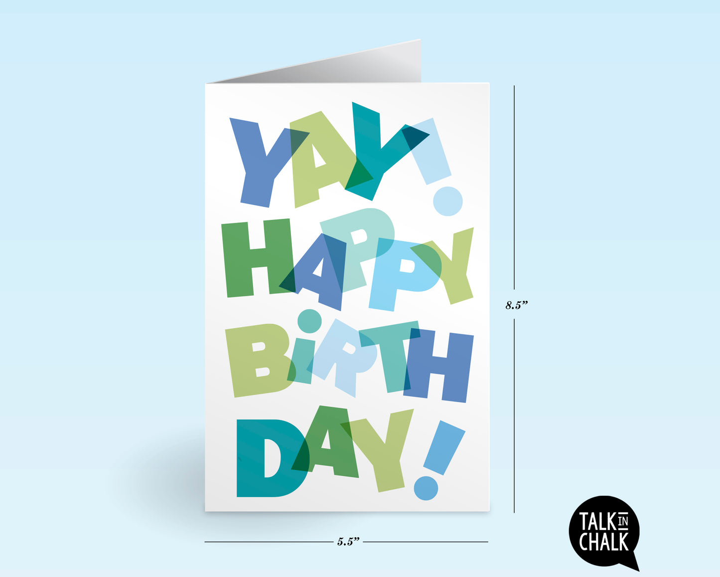 YAY! Happy Birthday Printable Greeting Card - Blue, for any age, Last Minute Birthday Card