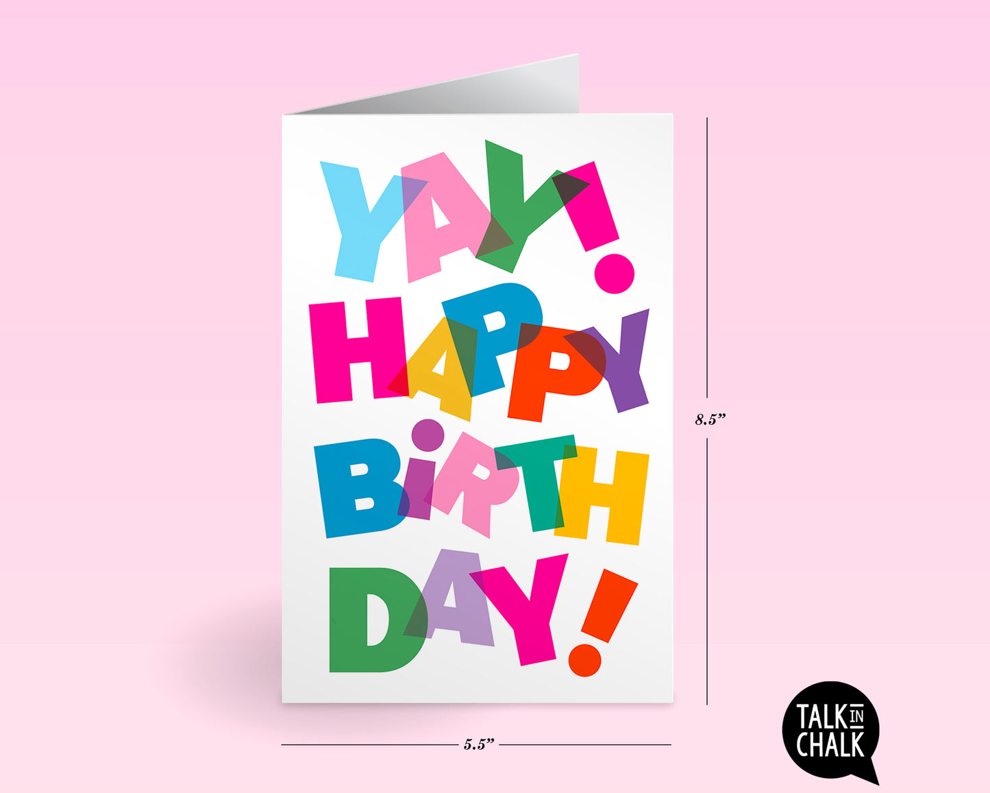 YAY! Happy Birthday Printable Greeting Card, for any age, Last Minute Birthday Card, Colorful, Rainbow