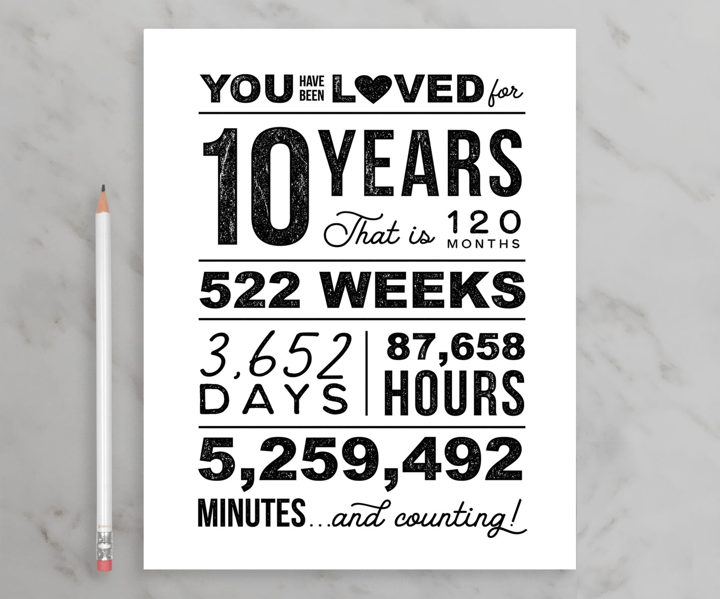 You Have Been Loved 10 Years Printable Poster, 10th Birthday Sign, 10th Birthday Party Decorations