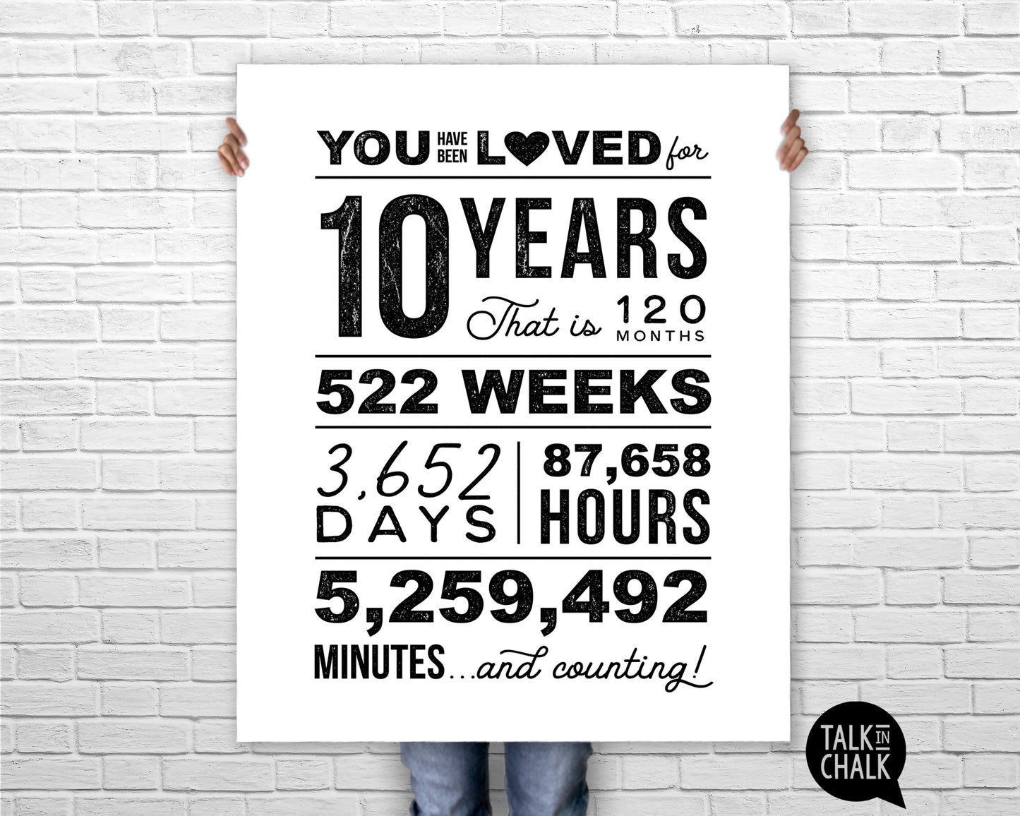 You Have Been Loved 10 Years Printable Poster, 10th Birthday Sign, 10th Birthday Party Decorations