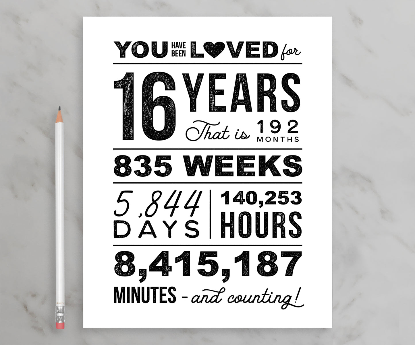 You Have Been Loved 16 Years Printable Poster, Sweet 16 Birthday Sign, 16th Birthday Party Decorations