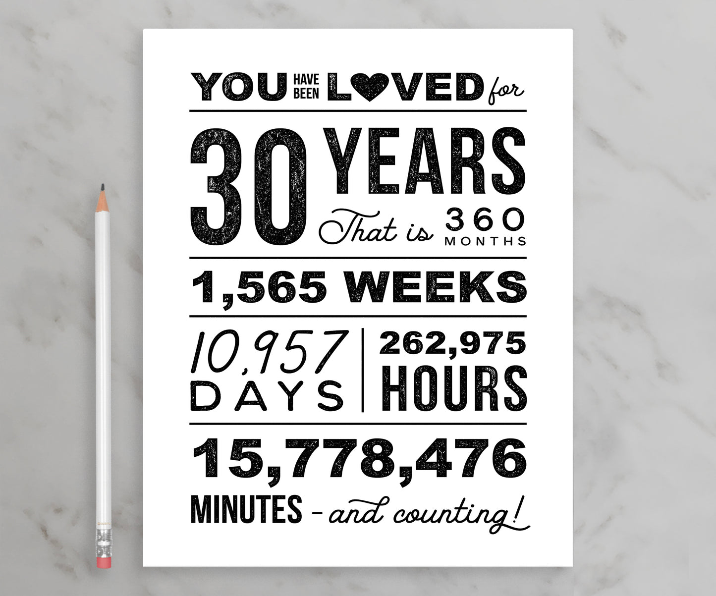 You Have Been Loved 30 Years Printable Poster, 30th Birthday Sign, 30th Birthday Party Decorations