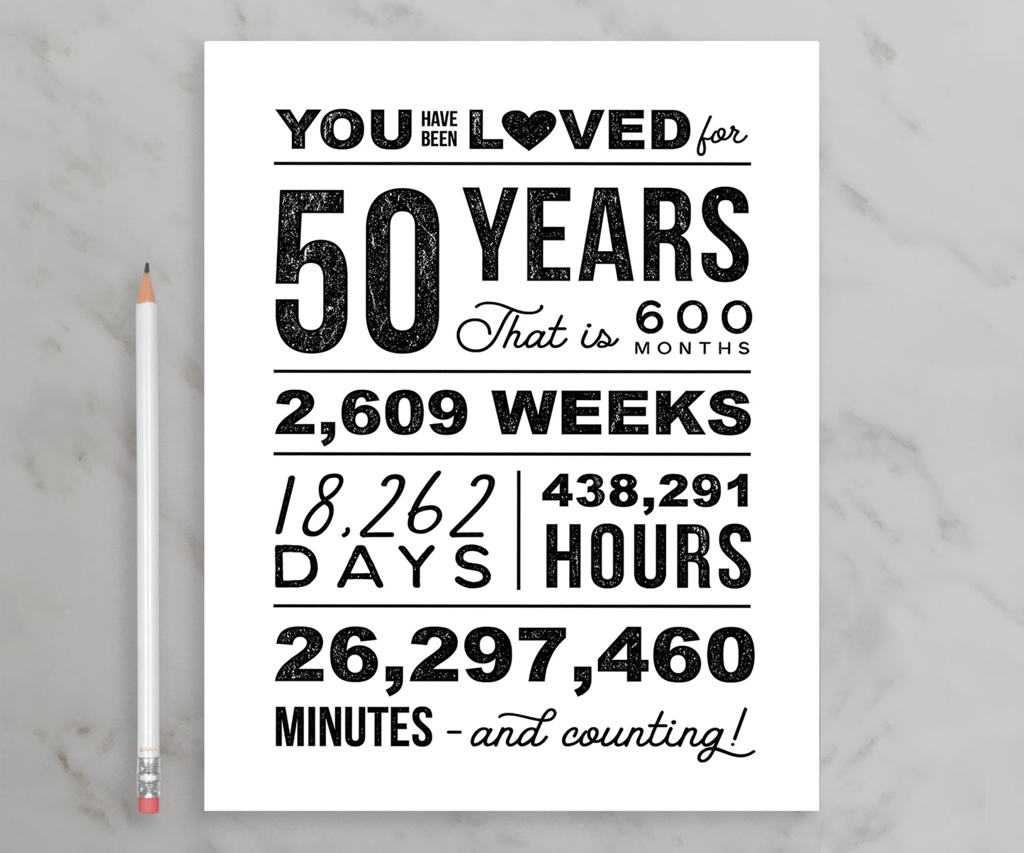 You Have Been Loved 50 Years Printable Poster, 50th Birthday Sign, 50th Birthday Party Decorations