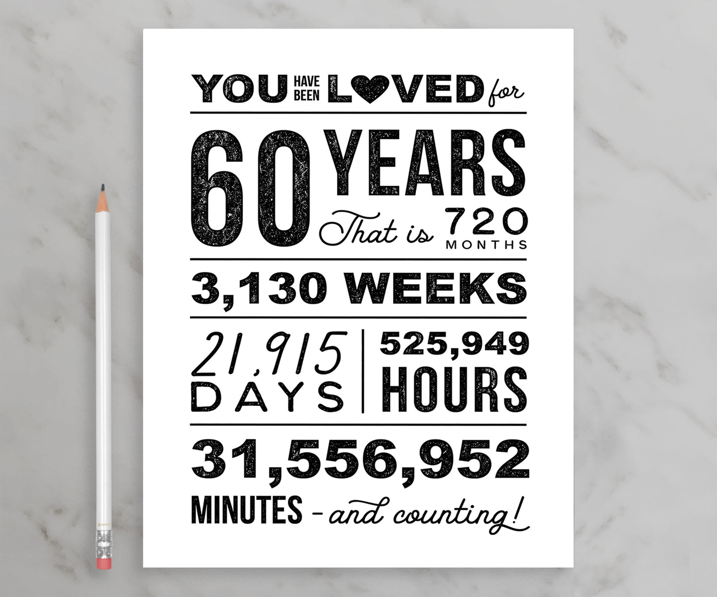You Have Been Loved 60 Years Printable Poster, 60th Birthday Sign, 60th Birthday Party Decorations