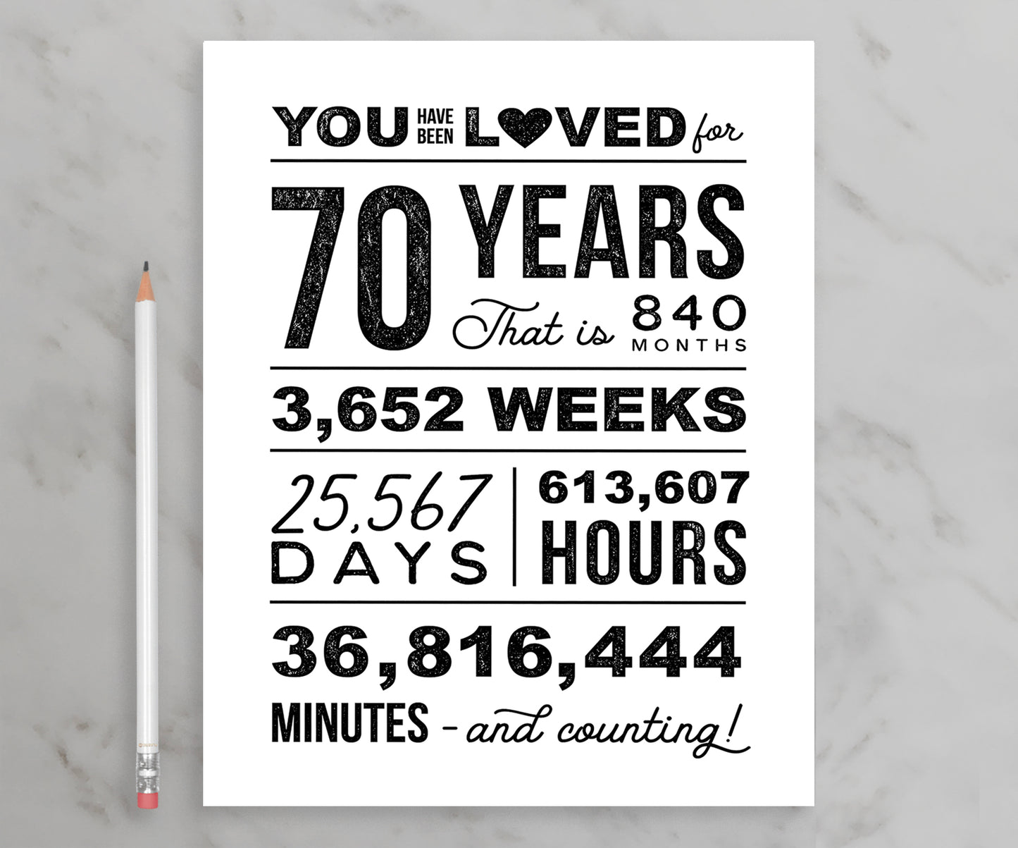 You Have Been Loved 70 Years Printable Poster, 70th Birthday Sign, 70th Birthday Party Decorations